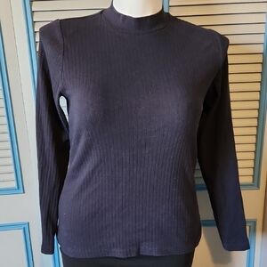 Uniqlo Black Ribbed Long Sleeve Top